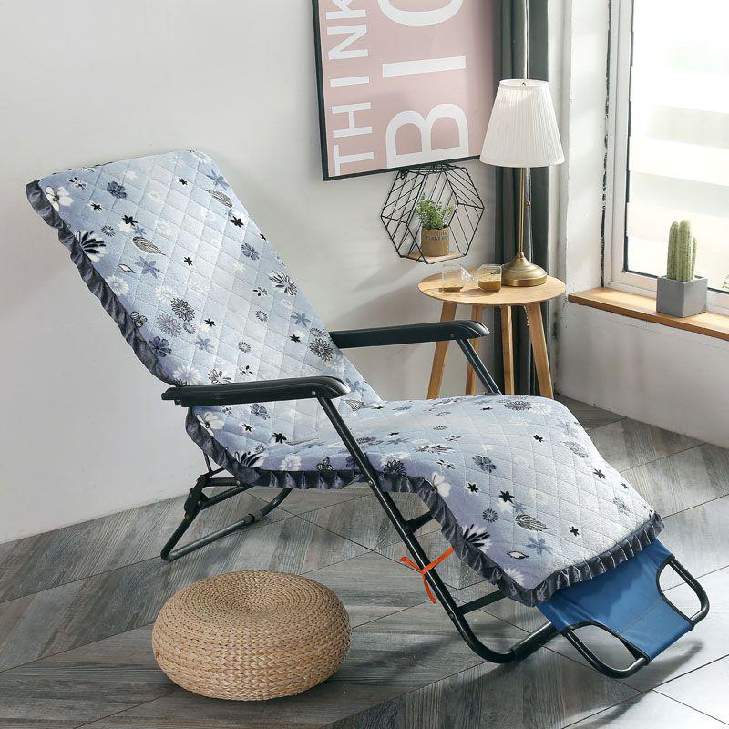 Flanell Waschbares Liegestuhlkissen Dick Gepolstert Blumendruck Liegematte Terrasse