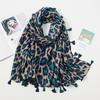 Fashion Black Grey Leopard Dot Tassel Viscose Shawl Lady High Quality Wrap Thick Pashmina Stole Bufandas Muslim Hijab 180*90Cm