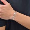 2pcs Men's Flat Chain Bracelet,Silver Color Stainless Steel Adjustable Wristband,Minimalist Unisex Jewelry Gift