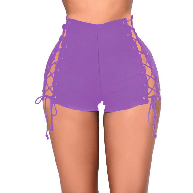 FGHJ European and American Fashion Women's Leisure High Waist Sports Sexy Denim Shorts