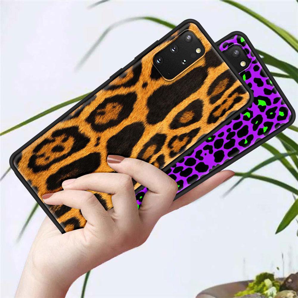 Capa de telefone para Samsung Galaxy S20 Ultra FE 5G S10 Lite S9 S8 Plus S7 Edge S10e TPU Capa de concha preta Sexy Leopard Print Panther