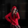 Women's Red Wool Hoodie - Zodiac Year of the Horse, New Year's Eve Edition, Autumn/Winter Knit Sweater