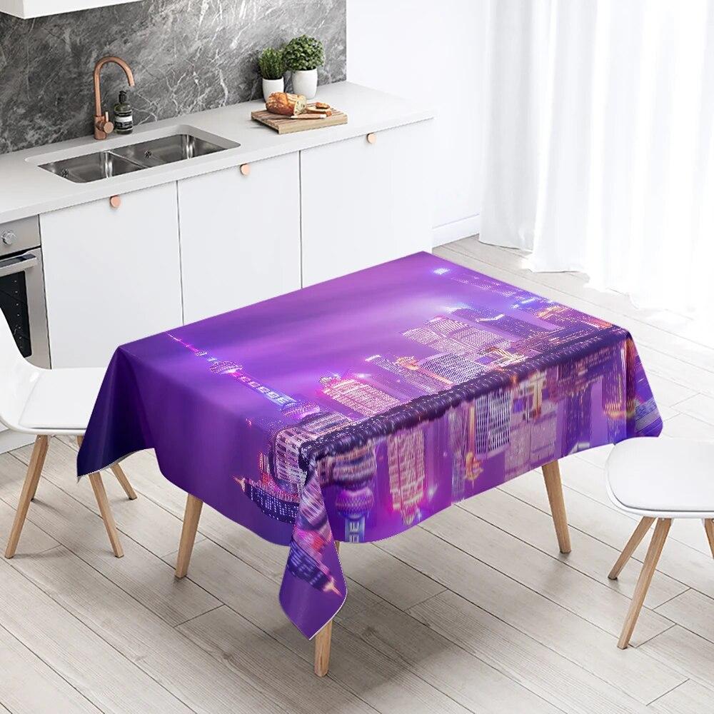 World Famous City Night Scene Tablecloth Wedding Party Restaurant Table Decoration Waterproof Kitchen New Home