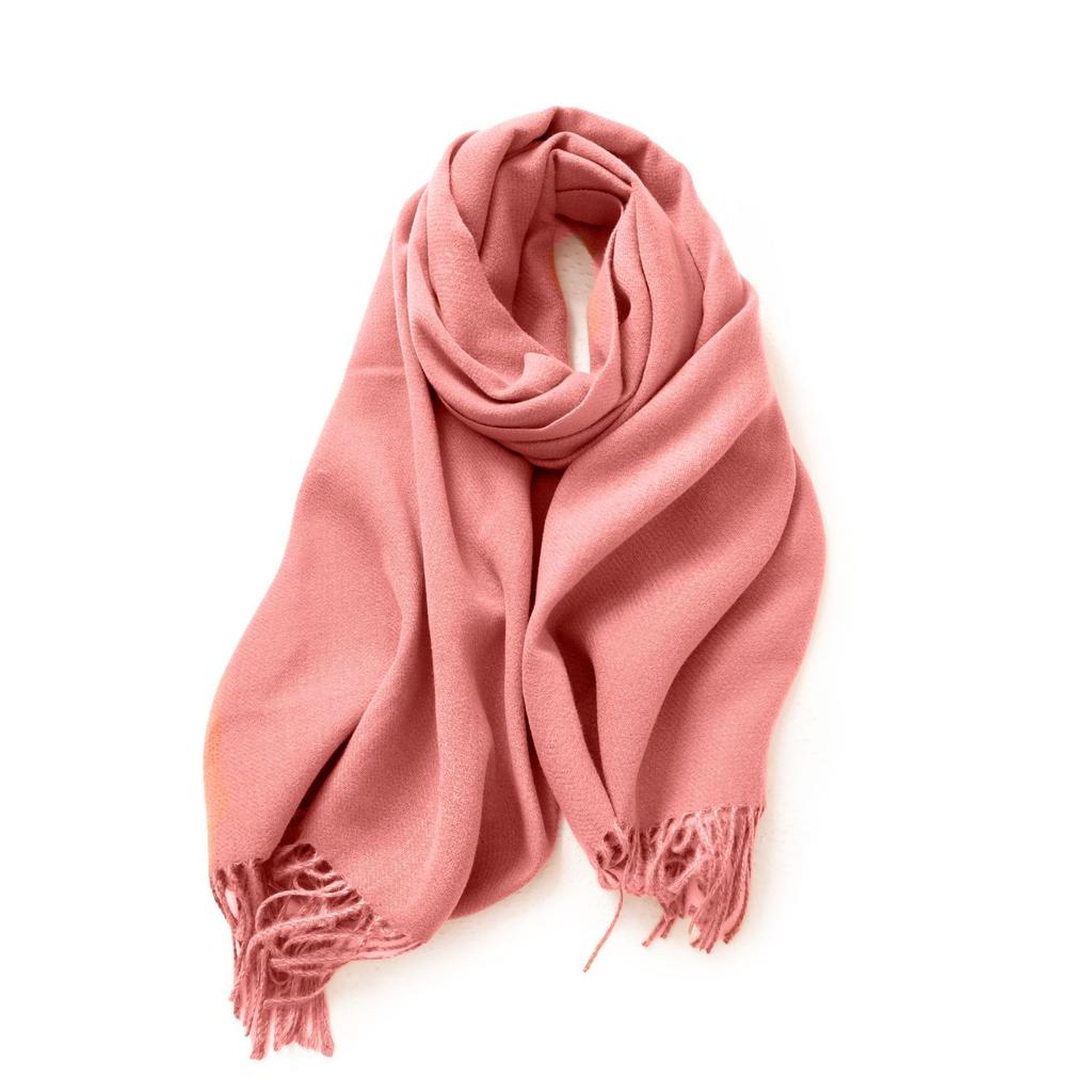 Double-Sided Solid Color Macaron Scarf For Women, Imitation Cashmere Tassel To Keep Warm In Winter