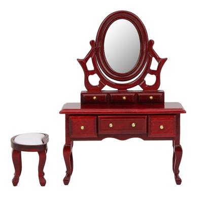 1:12 Dollhouse Miniature Bedroom Furniture Dressing Table Stool Model Toy AccessorySimulation