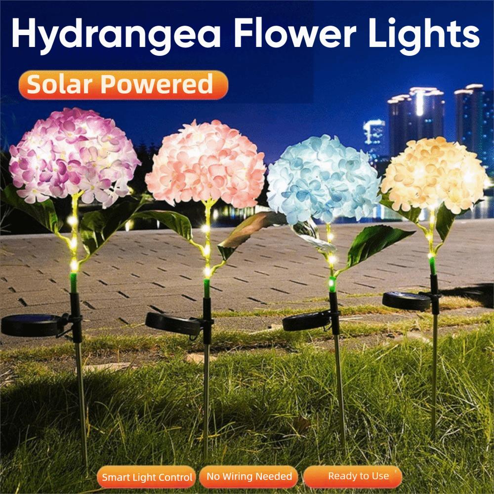 Realistic Solar Embroidered Flower Lamp Decorative Lighting Outdoor Hydrangea Light Patio Decor