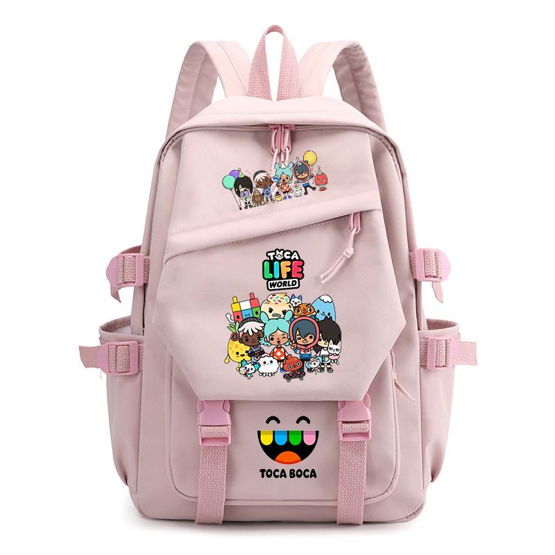 Cartoon Toca Life World Schultasche für Mädchen Jungen Mode Koreanischer Rucksack Große Kapazität Schülerrucksack Reise Tagesrucksack white