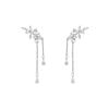"925 Silver Long Tassel Zircon Bow Earrings for Women - Light Luxury & Versatile Design"