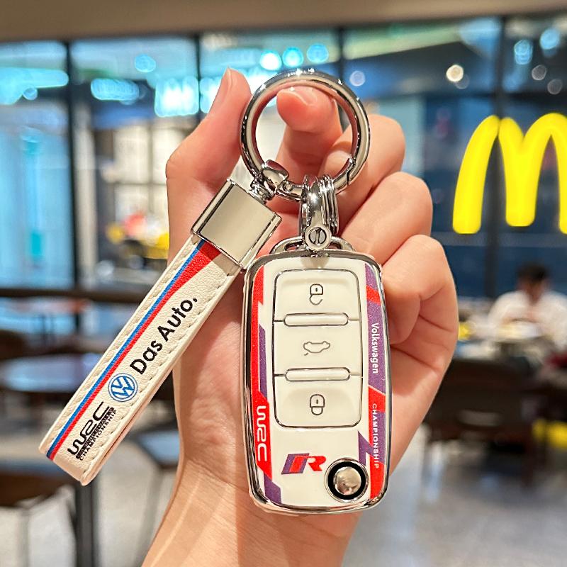 For VOLKSWAGEN TPU Car Remote Flip Key Case Cover Shell For Volkswagen VW Polo Golf Passat Tiguan Beetle Caddy T5 Up Eos Keychai