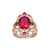 Inspiration Color Crystal Rhombus Ruby Rings for Women with Plating Rose Golden Fashionable Luxury Engagement Ring Zircon