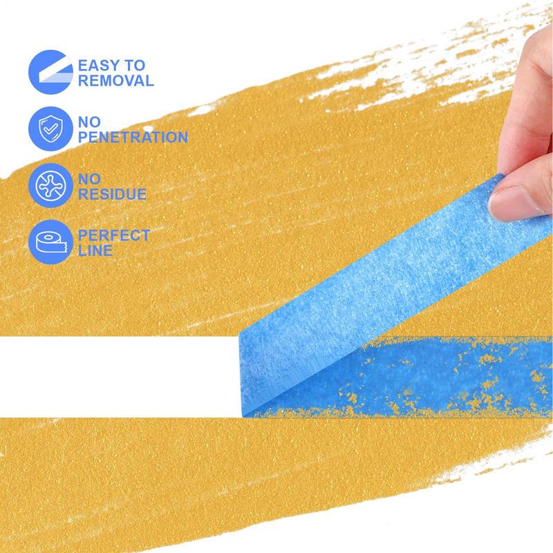 20M 3 Rolls Blue Painter Masking Tape For Painting Edges Trim Wall Ceiling Finishing Clean Release Trim Edge Painter's Tape