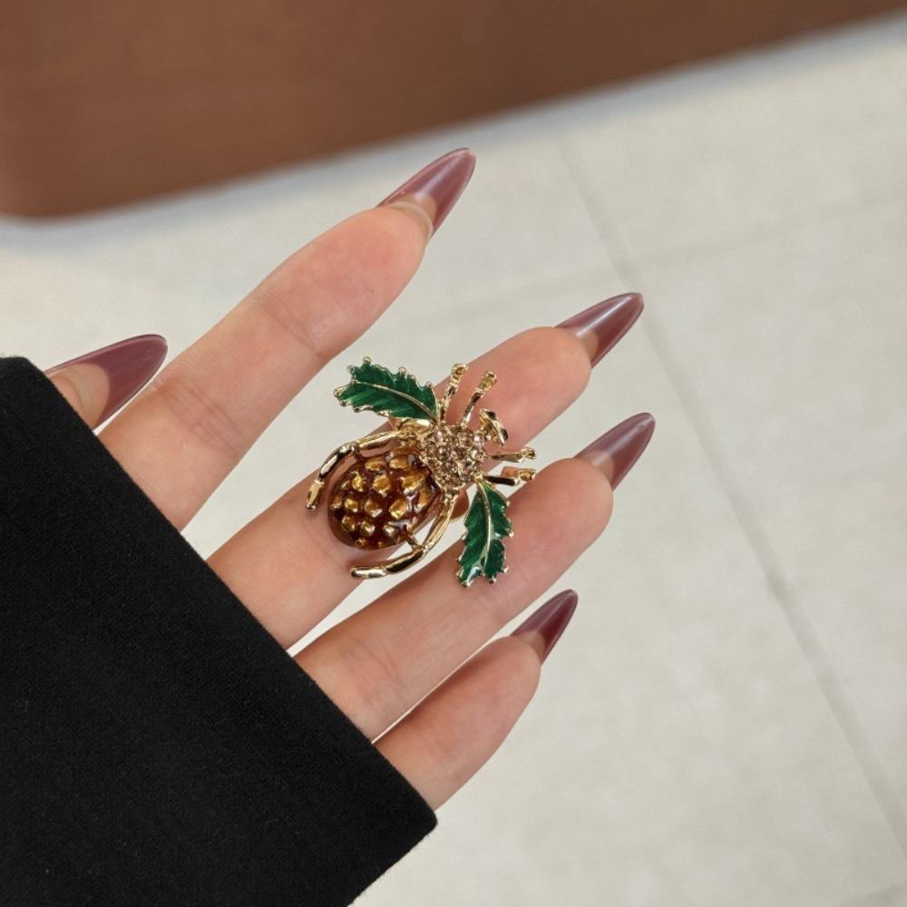 Strawberry Enamel Fruit Ring Korean Style Chunky Enamel Ring Cute Insect Drip Oil Ring  Couple