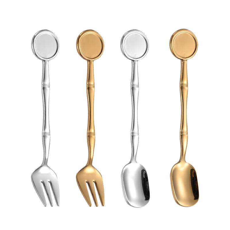 100Pcs Stainless Steel Spoon & Fork Cutlery Set Dishwasher Safe Tableware For Kitchen Food Server Gold Spoons