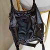 2024 New Shoulder Women's Bag Fashion Casual Rivet Versatile Soft Leather Single Shoulder Large Capacity Bag with Tassel