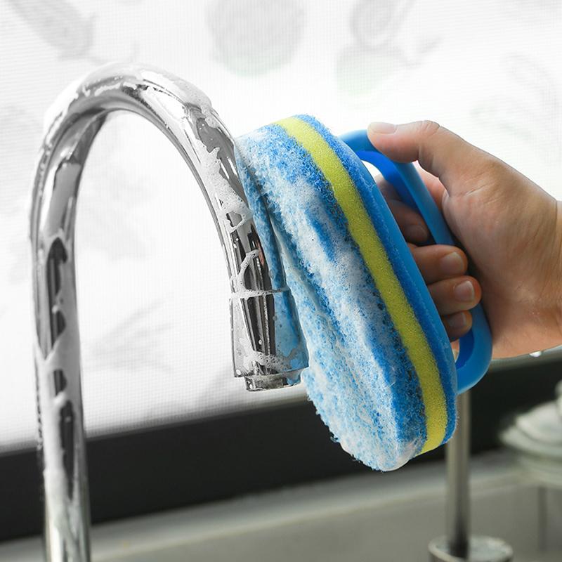 Cleaning Brush with Handle Kitchen Sponge Wipe Thickening Bathroom Tile Cleaning Sponge Household Stain Removal Clean Tools