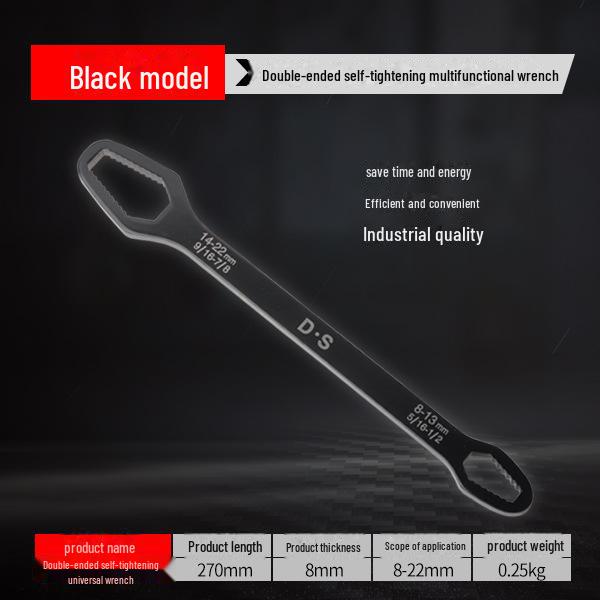 Universal Double-Head Self-Tightening Adjustable Wrench, 8-22mm, Multi-Function and Multi-Purpose Tool