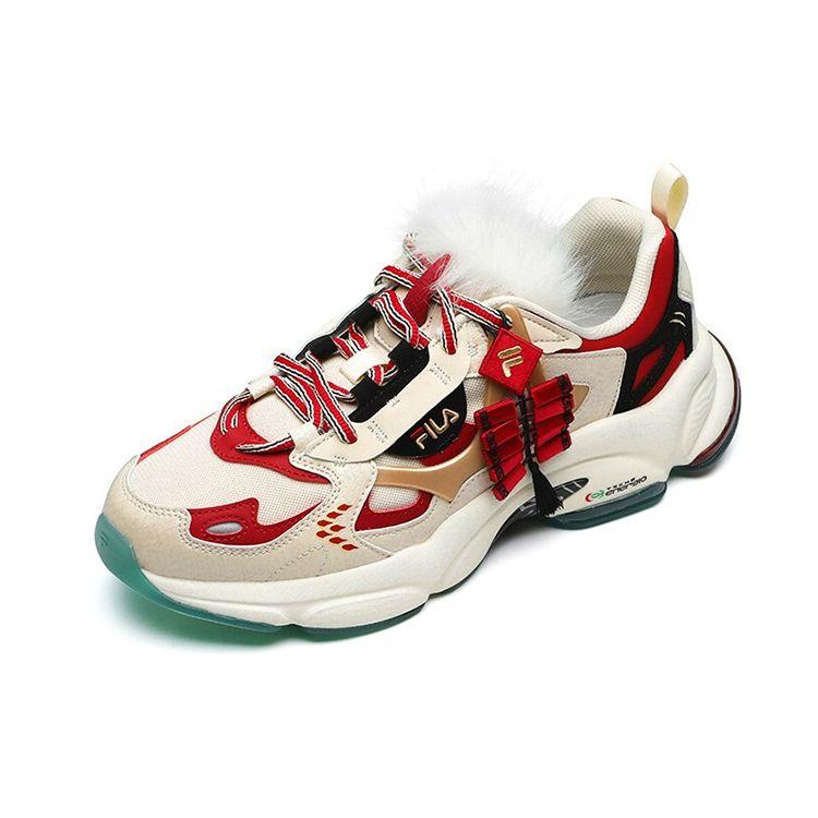 FILA Fusion Sports Shock Absorbing Wear Resistant Breathable Low Top Casual Shoes Men sneaker White Red T12M111117FAR