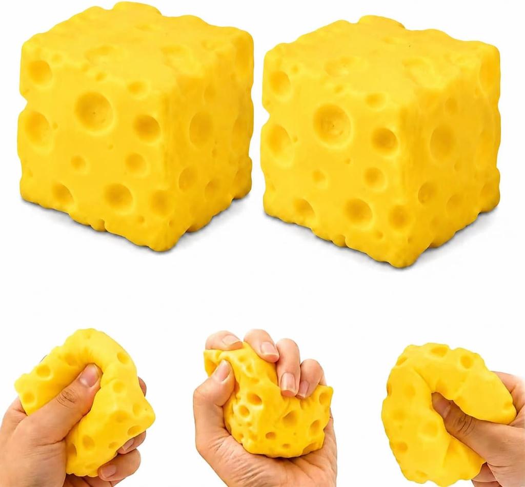 2 Pack Big Cheese Squishy, Fake Cheese Stress Ball, Slow Rising Squishy Toys, Squeeze Cheese Squishys Cheap, Suitable for Adults and Children