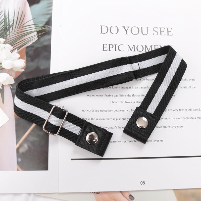 Elastic Belt Without Buckle Canvas Women Buckle Free Belt Ladies Jeans Pants Waist Lazy Belt Stretch No Buckle Invisible Belt