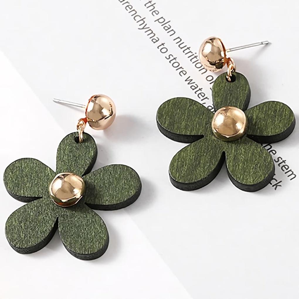 Women's Daily Cute Flower Wood Earrings