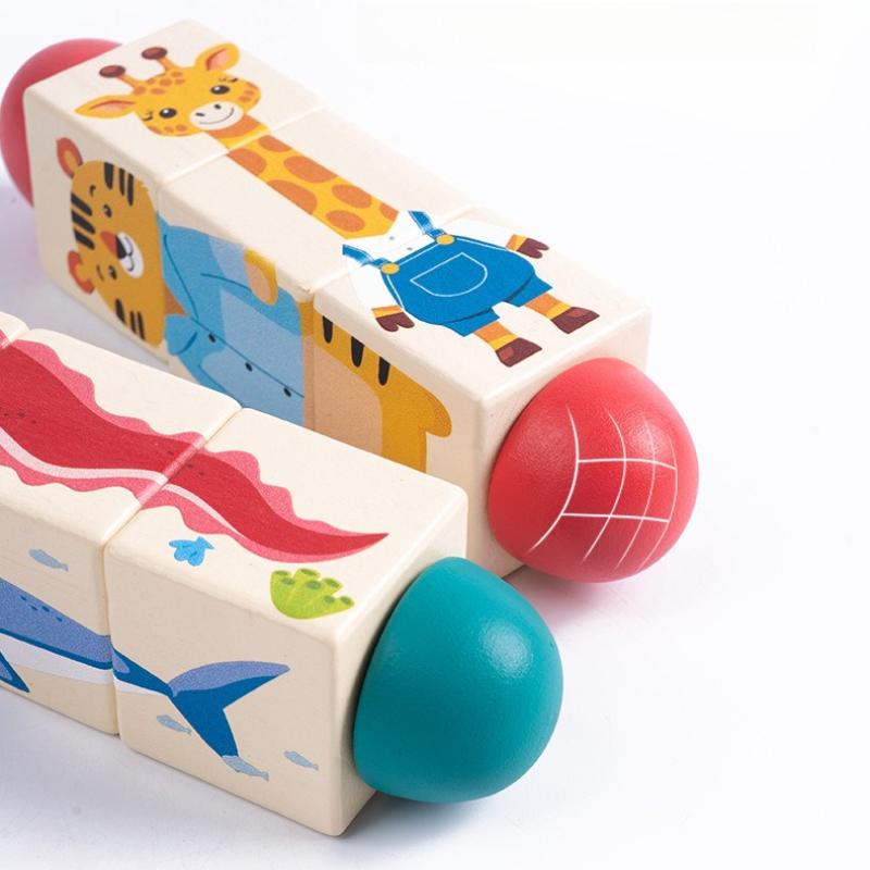 1PC 3D Wooden Rotating Puzzle for Toddlers, Enhancing Grasping Skills, Educational Toy for Children