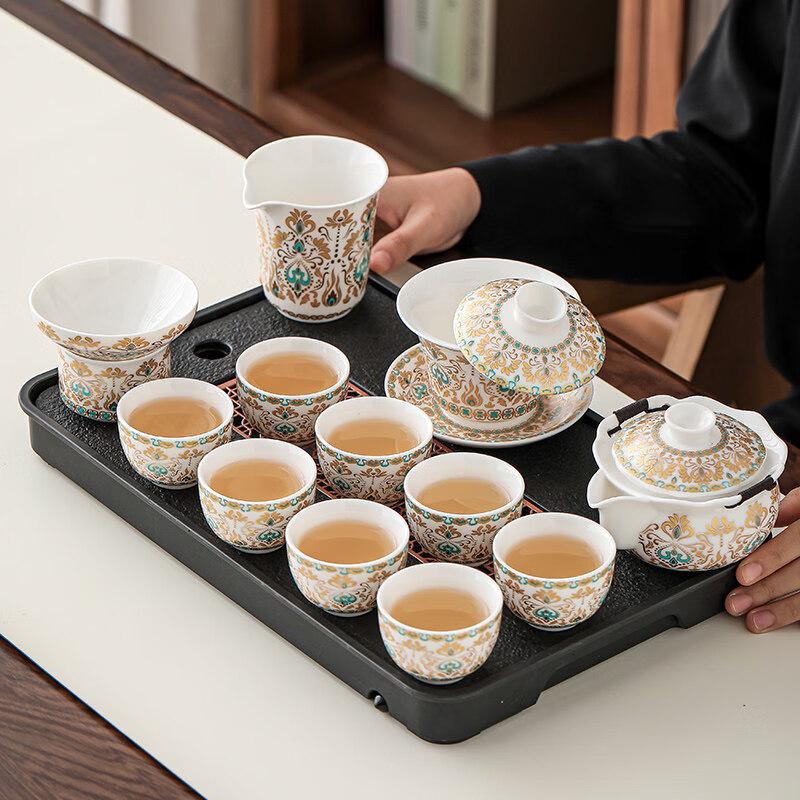 Dunhuang Cultural White Porcelain Kung Fu Tea Set