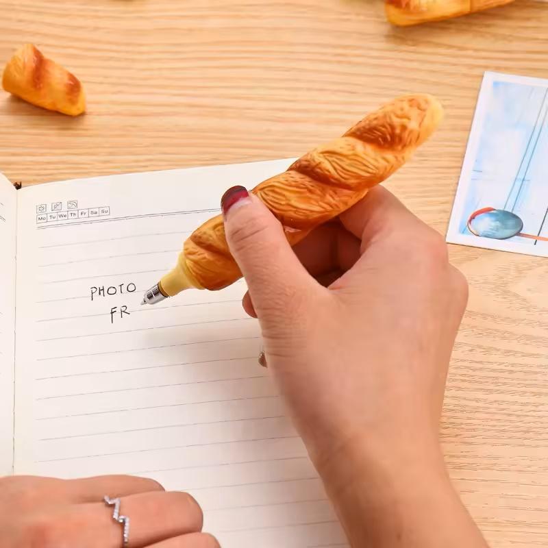 Novelty Bread Ballpoint Pen Magnetic Pizza Croissant Baguette Black Color Ink Roller Ball Pens Fridge Magnet School Gift