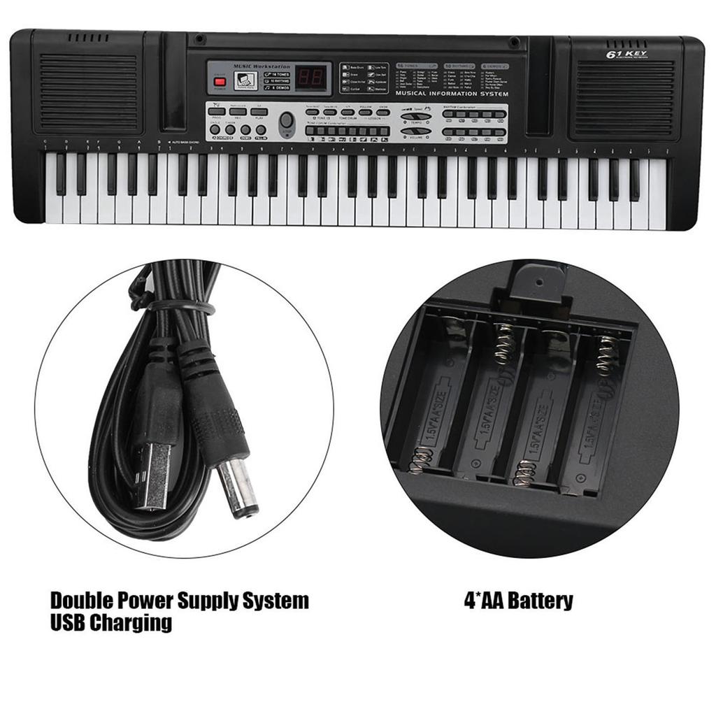61 Keys Portable Electronic Organ Children Digital Keyboard with Microphone Music Toy