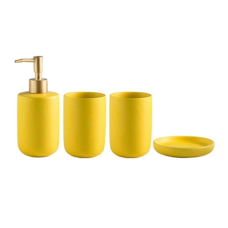 

652F Bathroom Counter Vanity Accessories Sets Lotion Dispenser Soap Toothbrush Holder Soap Dish Modern Decor