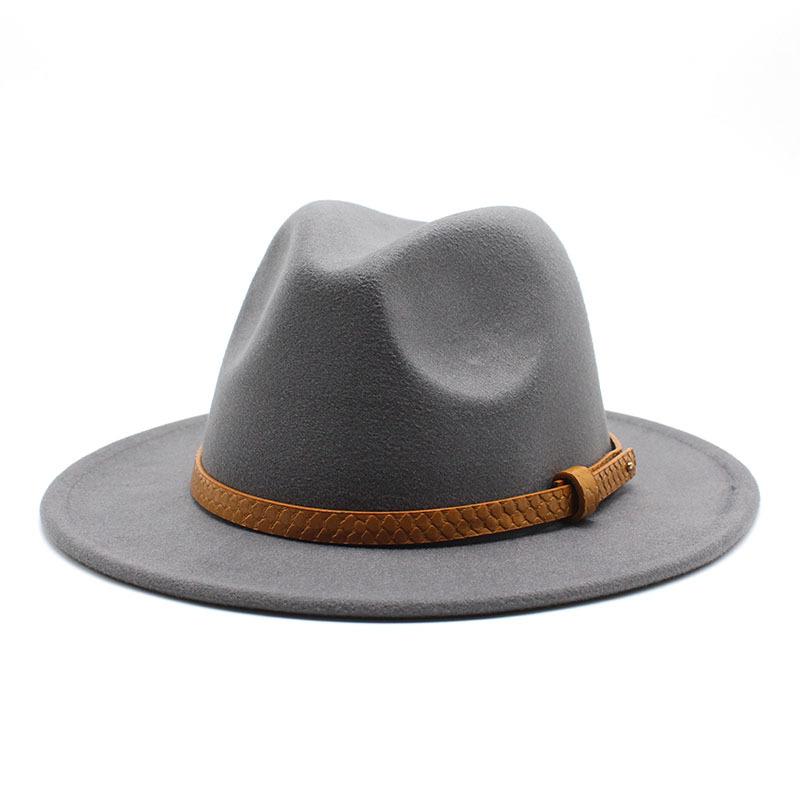 

Vintage Woolen Belt Panama Jazz Top Hat French Felt Blogger With Internet Celebrity Tide M（56-58cm） світло-сірого кольору