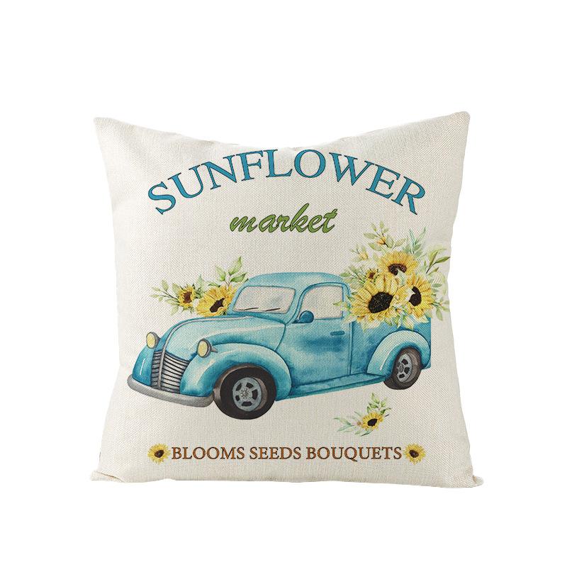 Polyester Pillowcase Sunflower Print Home Living Room Sofa Bedroom Bedside Pillow Case