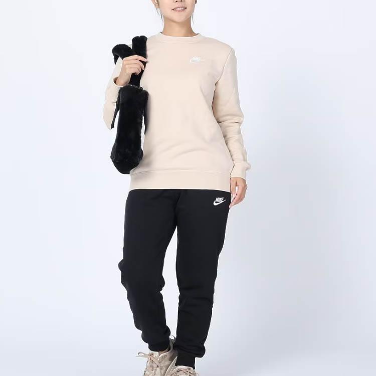 Nike Club Fleece Solid Color Crewneck Casual Long Sleeve Sweatshirt Women Sweatshirt Sand-White DQ5474-126