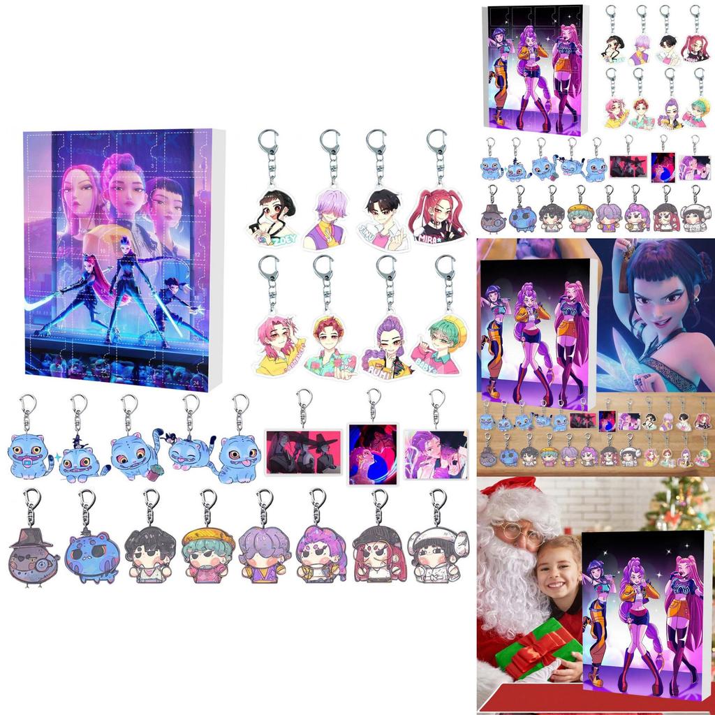 Kpop Girl Group Christmas Countdown Calendar Acrylic Bag Charm With 24 Pieces For Holiday Decor