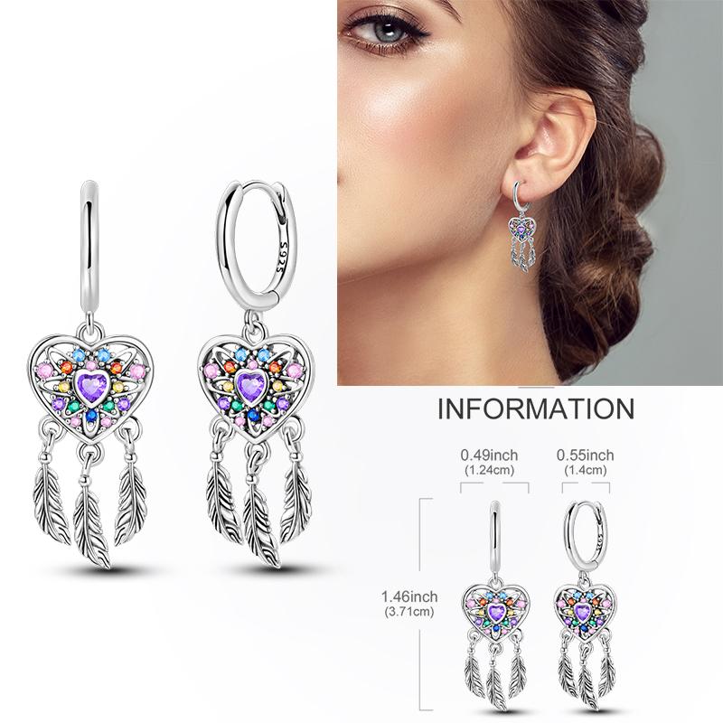 925 Silver Hoop Earring Moon Sun Earring Pendent Zircon Heart Shape Star Eardrop For Women Girl Making Jewelry