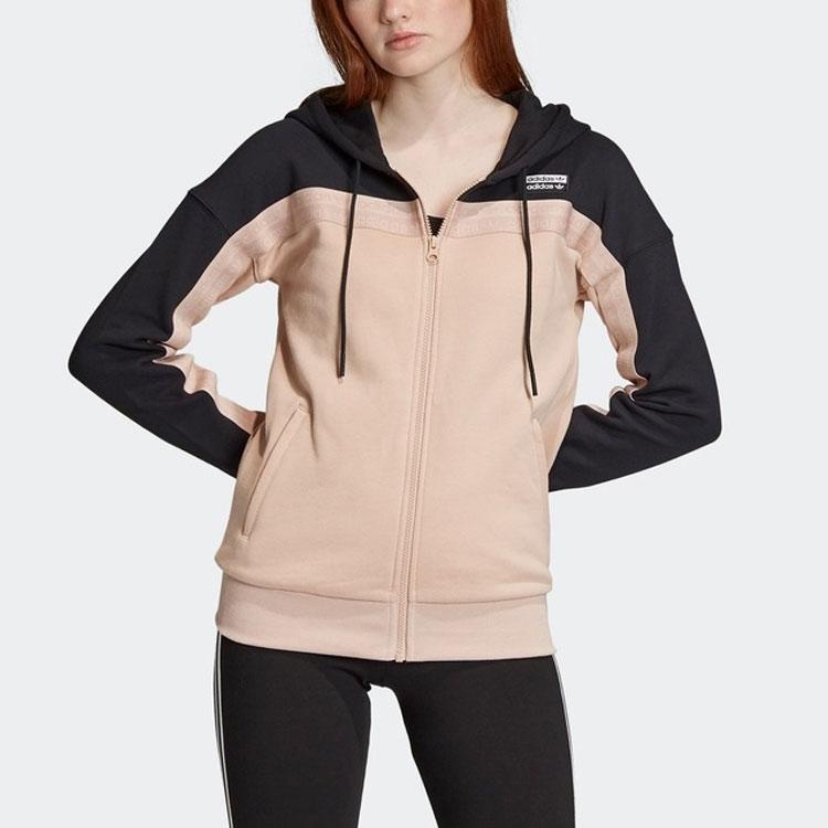Adidas Originals Trefoil TT Hooded Color Block Zip Jacket Women jackets Pink FI1479