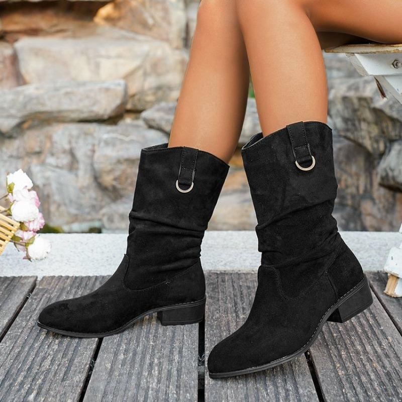 Women's Autumn European & American Style Knee-High Boots - Plus-Size, Chunky Heel, Thick-Soled, Versatile, Casual