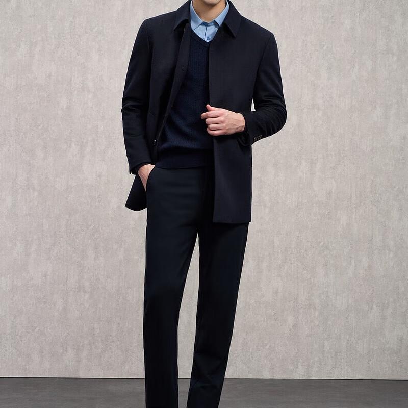 EMZ Men's Luxury Long Wool Overcoat 9E7500212