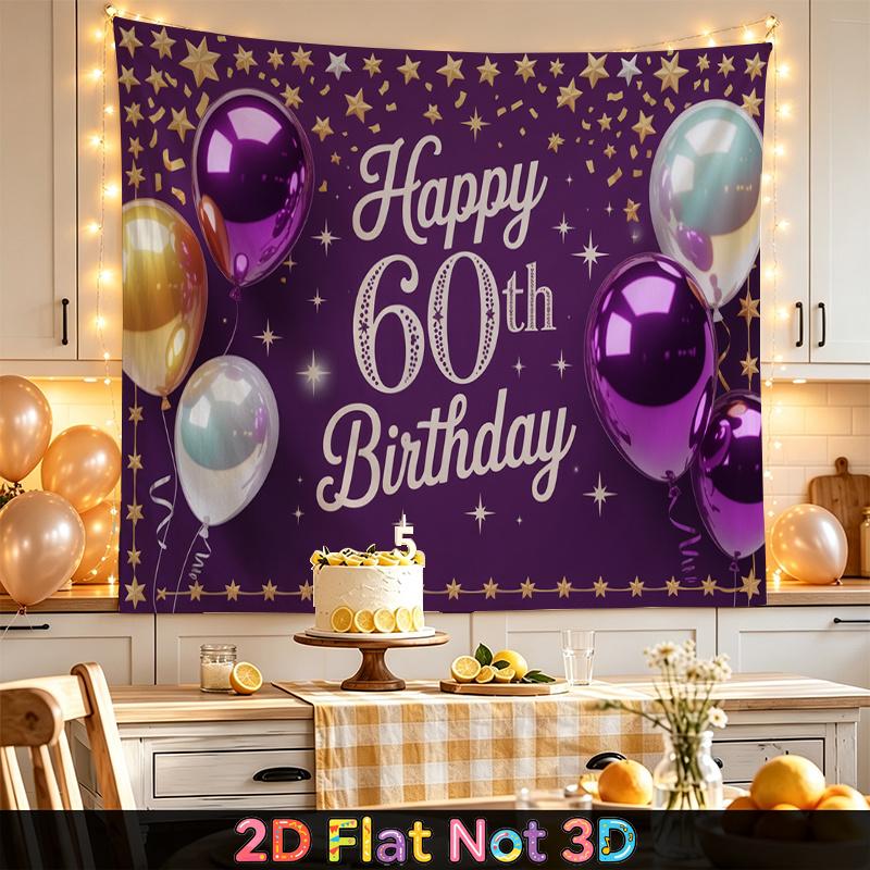 Party Backdrop Birthday Purple 60th Photo Booth Background Front Door Decor