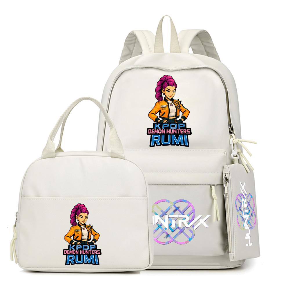 

4Pcs/set Cartoon K-Pop Printed Backpack with Handbag Pencil Case for Teenager Student Boy Girl Schoolbag Bookbag Large Capacity Travel Bag Kid Gift