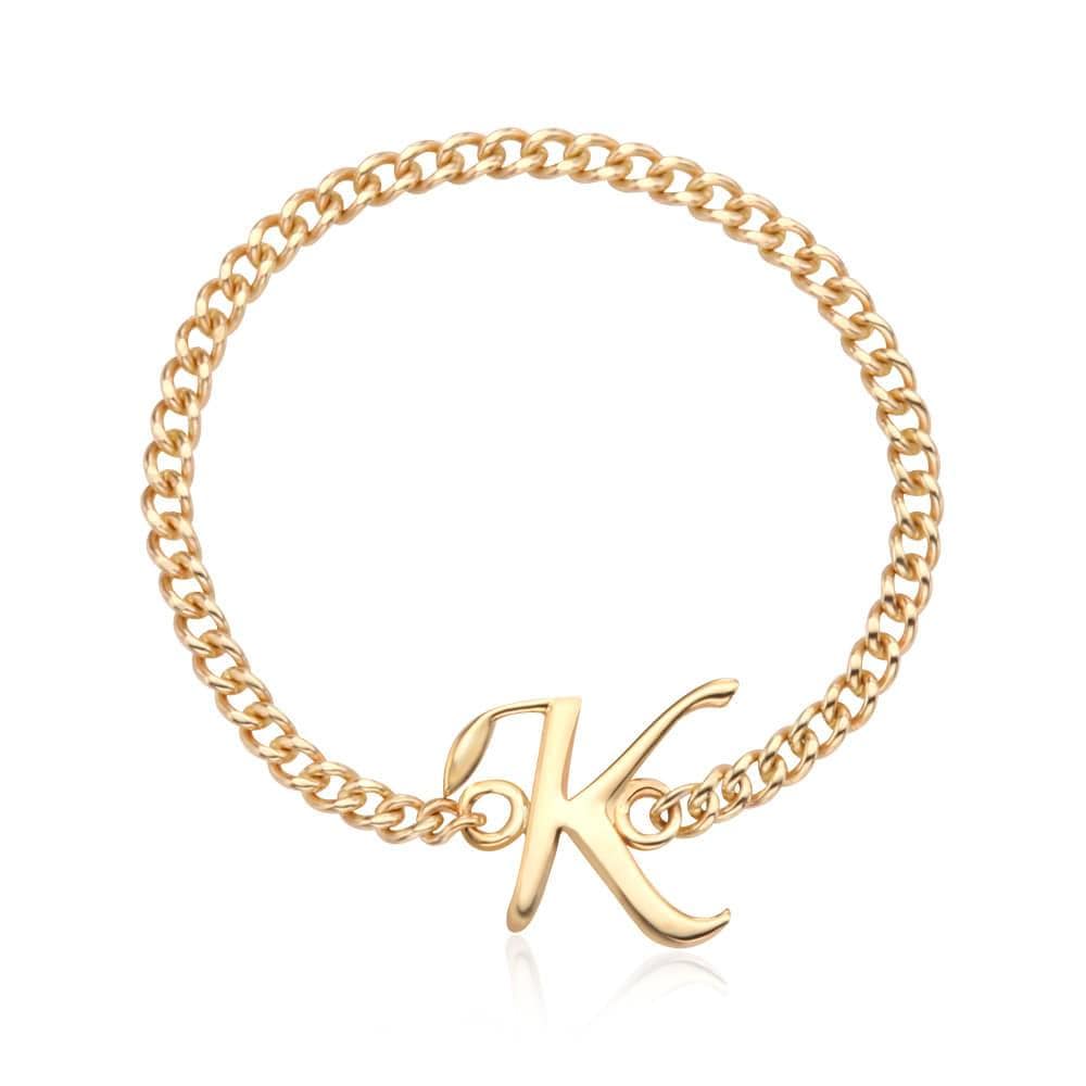 [Bnbgold] 14K/18K Alphabet K Initial Layered Chain Ring Mpr38124