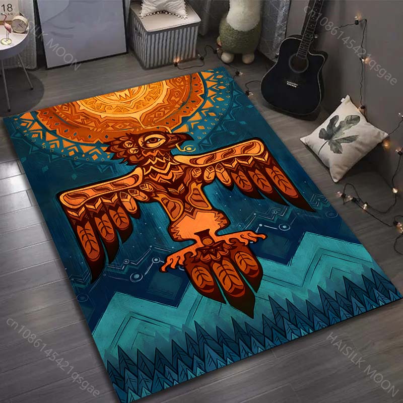 1PC Aboriginal Mythology Sun Bird Print Carpet for Bedroom Living Room Bedside Sofa Floor Mat Modern Home Decor Area Rug