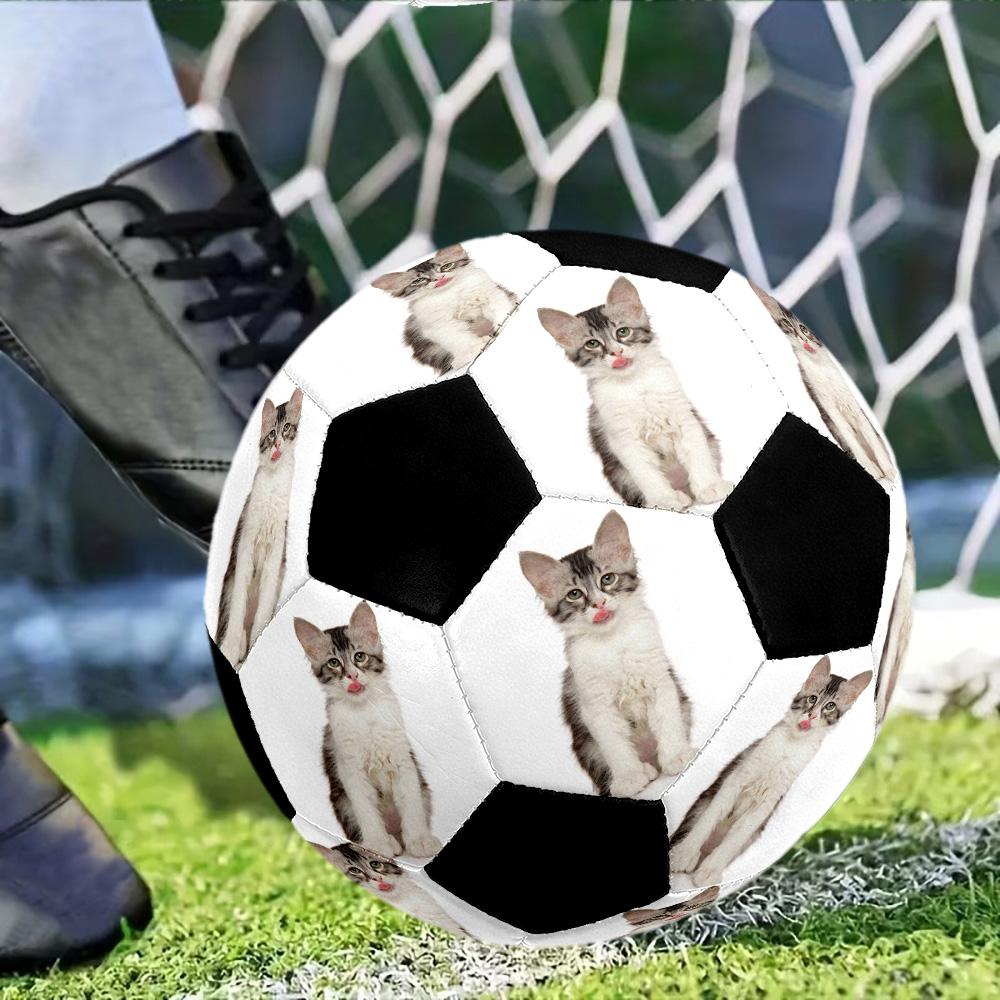 Curious Kitten Portrait Customized picture Size 5 Soccer football Machine Sewn Indoor/Outdoor Universal Football Personalized Printing soccer