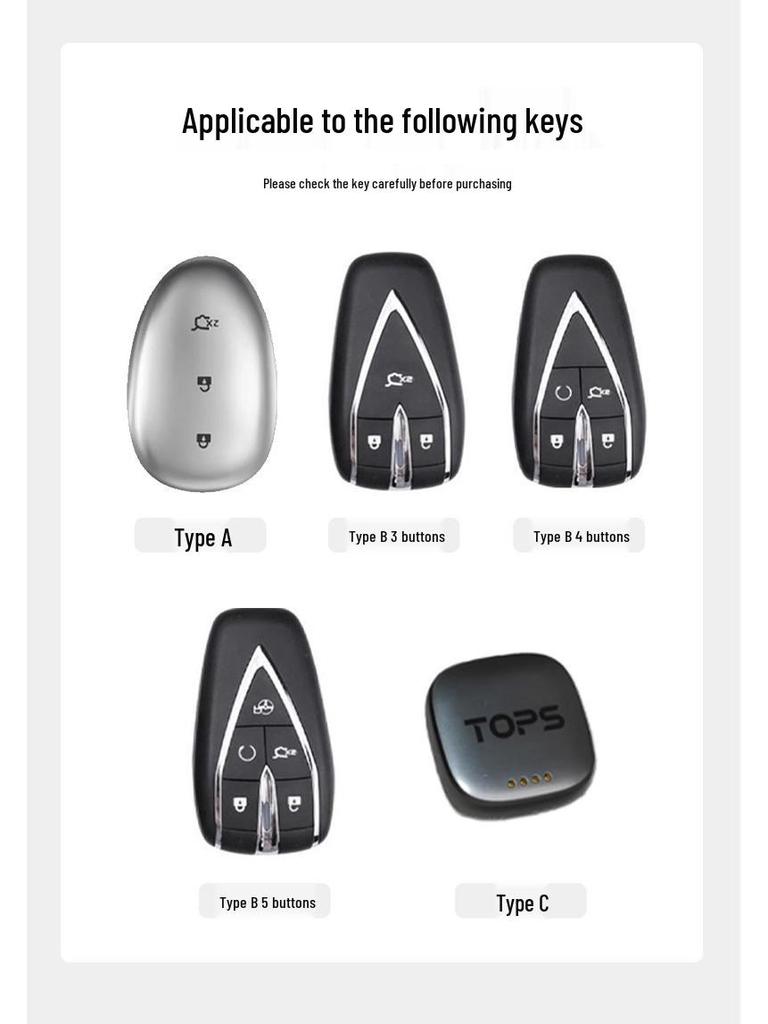 High-End Metal Key Cover for Changan Qiyuan A07 2025, A06 New Energy, and A05/A07 with Buckle