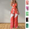 2026 Womens Casual Office Two-Piece Set With Printed Sleeveless Top Straight-Leg Trousers