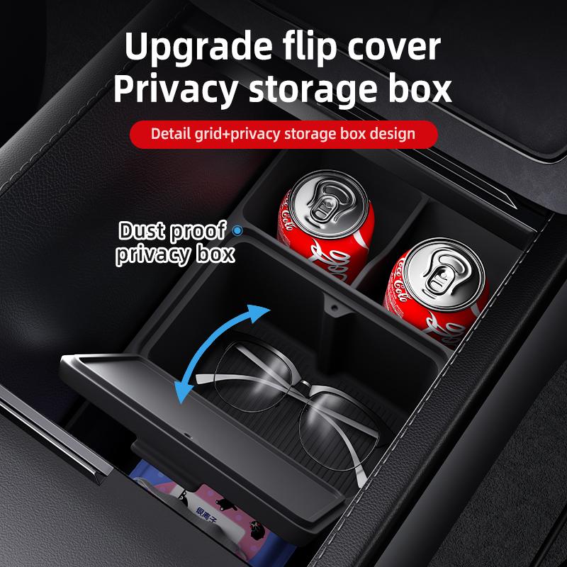 Center Console Storage Box For Tesla Model Y Juniper 2025+ Car Central Lower Layer Tray Silicone Organizer Accessories Tidying