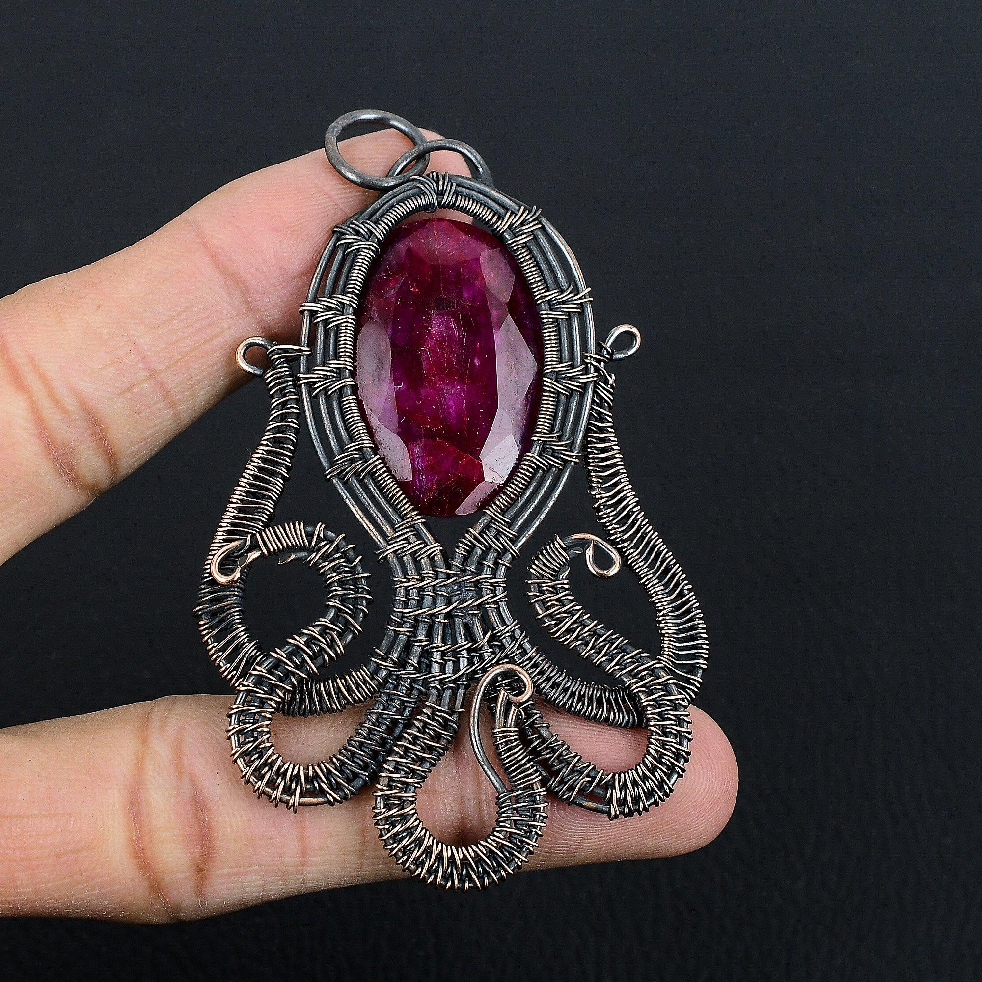 

Ювелирные изделия с подвеской из рубина и драгоценного камня, подвеска из цельного серебра 925 пробы ручной работы, ювелирные изделия последнего дизайна 2.55 Inches