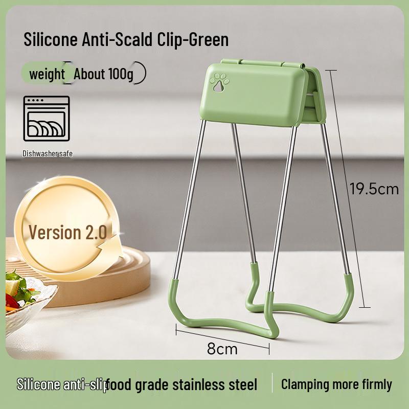 Silicone Anti-Scald Non-Slip Bowl Grip - Heat Insulation Multifunctional Kitchen Clip for Steaming, Plates, and Pots.