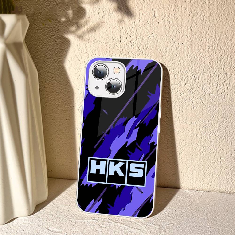 Sports Car H-HKS JDM Logo For IPhone 14 13 12 Mini 11 Pro XS Max X XR 14 Plus Tempered Glass Cover