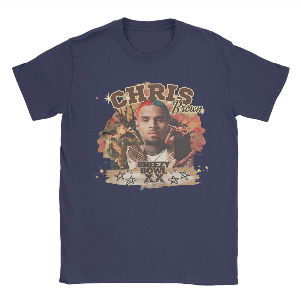Men Rapper Chris Brown Breezy Bowl XX Tour T Shirts  Pure Cotton Tops Novelty Short Sleeve O Neck Tee Shirt New Arrival T-Shirt