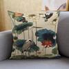 1 Lotus Heron Pillow Cover Double Sided 2D Print Soft Linen Throw Pillow Cover Living Room Bedroom Sofa Decor Elegant Vibe Gift